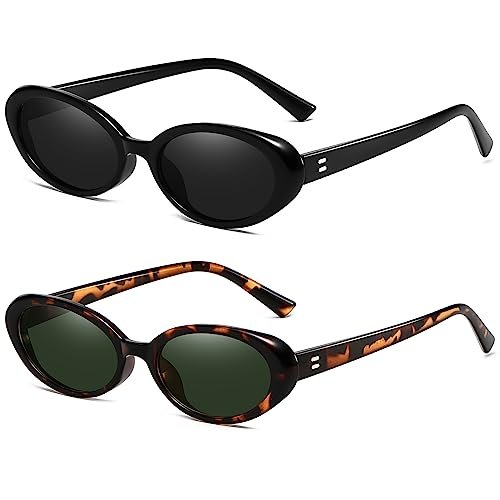 90s Sunglasses for Women Men Retro Small Oval Sunglasses